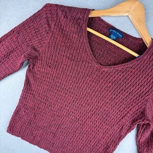 Karen Scott Cozycore Textured Knit Sweater Dark Academia Preppy Cabincore Red XL